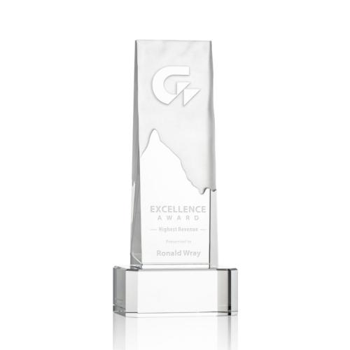 Corporate Awards - Crystal Awards - Crystal Pillar Awards - Rushmore Clear on Base Obelisk Crystal Award