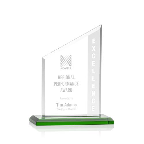 Corporate Awards - Glass Awards - Colored Glass Awards - Conacher Green Peak Crystal Award