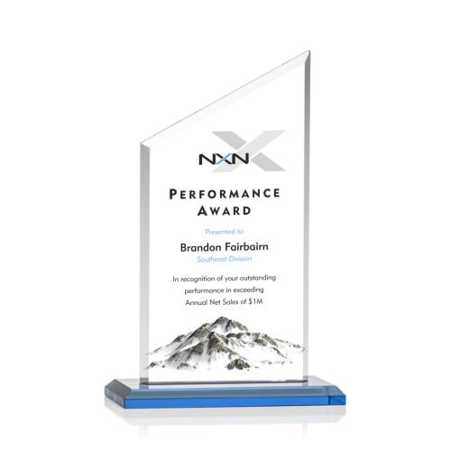 Corporate Awards - Conacher Full Color Sky Blue Peak Crystal Award