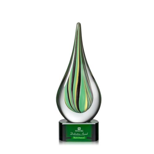 Corporate Awards - Glass Awards - Art Glass Awards - Aquilon Green Base Glass Award