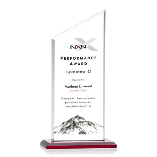 Corporate Awards - Conacher Full Color Red Peak Crystal Award