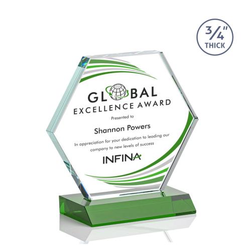 Corporate Awards - Pickering Full Color Green Crystal Award