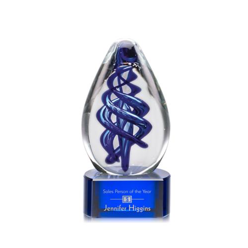 Corporate Awards - Glass Awards - Art Glass Awards - Expedia Blue on Paragon Base Glass Award