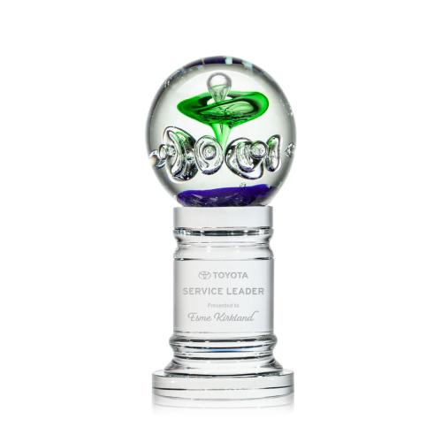 Corporate Awards - Glass Awards - Art Glass Awards - Aquarius Obelisk on Colverstone Base Glass Award