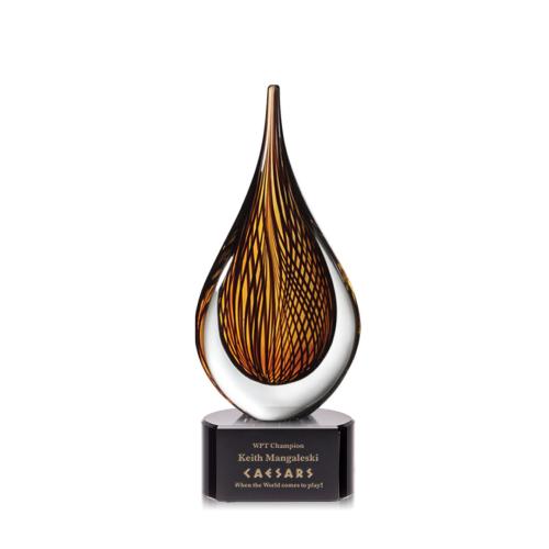 Corporate Awards - Glass Awards - Art Glass Awards - Barcelo Black on Paragon Base Glass Award