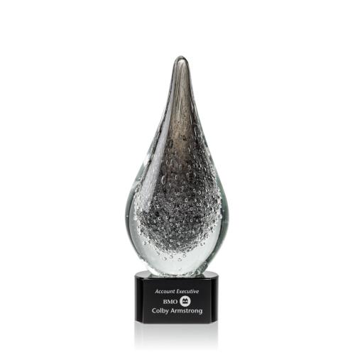 Corporate Awards - Glass Awards - Art Glass Awards - Equinox Black on Paragon Base Glass Award