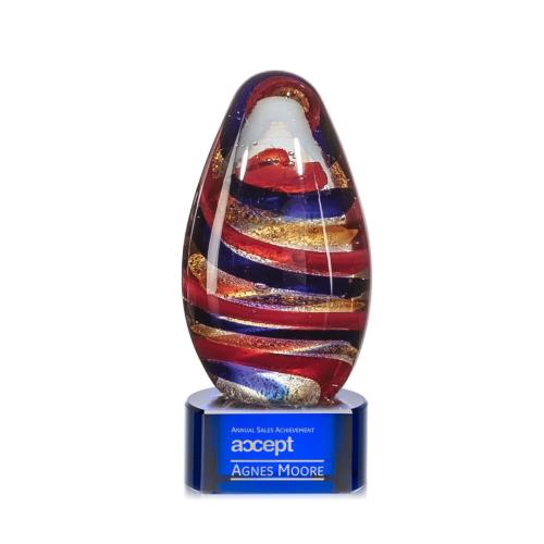 Corporate Awards - Glass Awards - Art Glass Awards - Zenith Blue on Paragon Base Glass Award