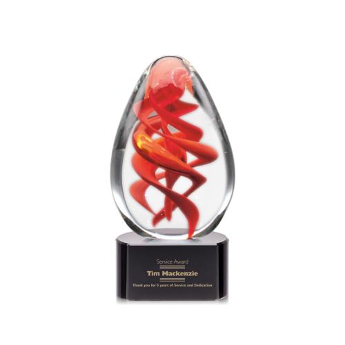 Corporate Awards - Glass Awards - Art Glass Awards - Helix Black on Paragon Base Glass Award