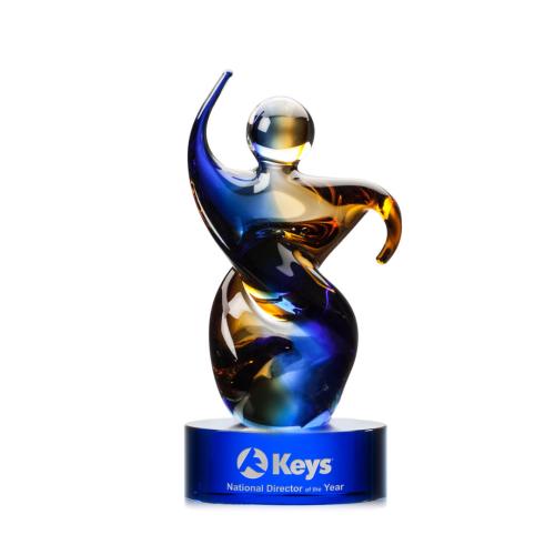 Corporate Awards - Glass Awards - Art Glass Awards - Genesis Blue People Glass Award