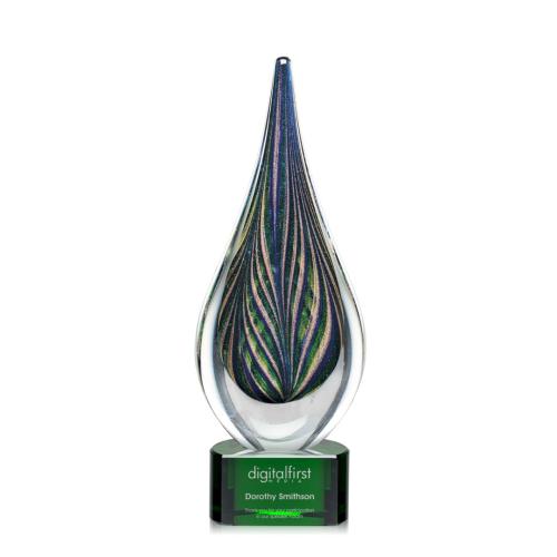 Corporate Awards - Glass Awards - Art Glass Awards - Cobourg Glass on Green Base Award