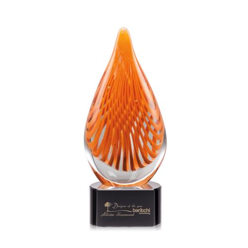 Corporate Awards - Glass Awards - Art Glass Awards - Aventura Black on Paragon Base Glass Award
