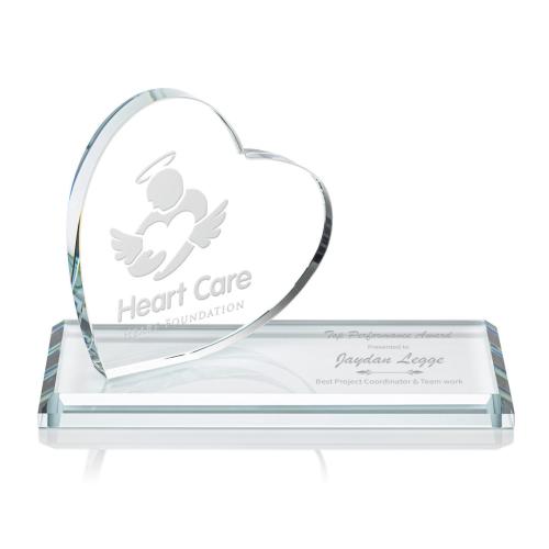 Corporate Awards - Crystal Awards - Colored Crystal - Red Crystal Awards - Northam Heart Deep Etch Abstract / Misc Crystal Award