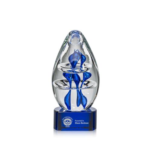 Corporate Awards - Glass Awards - Art Glass Awards - Eminence Blue on Paragon Base Glass Award