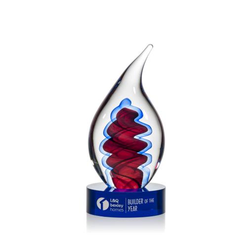 Corporate Awards - Glass Awards - Art Glass Awards - Trilogy Blue Flame Glass Award