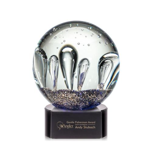 Corporate Awards - Glass Awards - Art Glass Awards - Serendipity Black on Paragon Base Spheres Glass Award