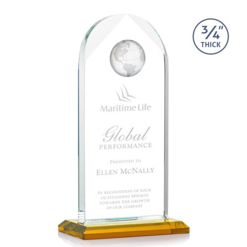 Corporate Awards - Blake Globe Amber Arch & Crescent Crystal Award