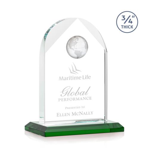 Corporate Awards - Blake Globe Green Arch & Crescent Crystal Award