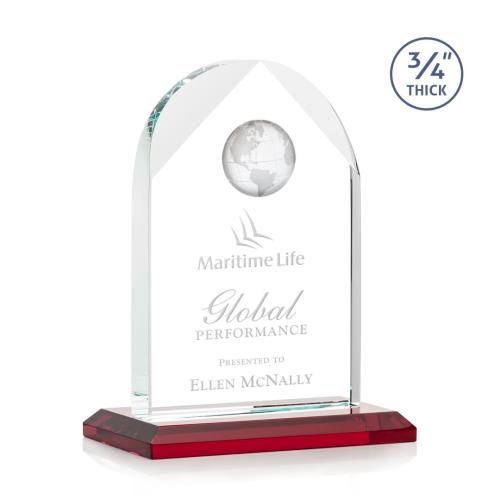 Corporate Awards - Blake Globe Red Arch & Crescent Crystal Award