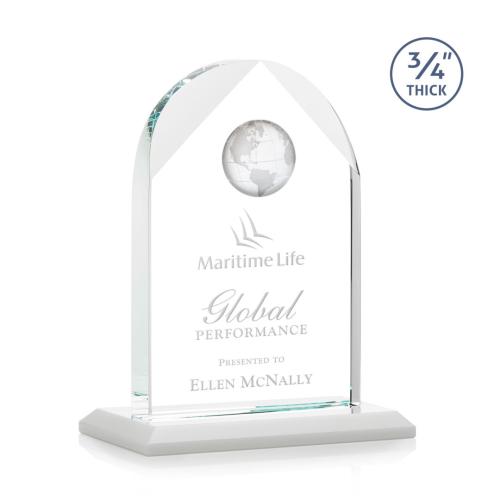 Corporate Awards - Blake Globe White Arch & Crescent Crystal Award