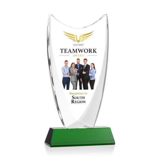 Corporate Awards - Dawkins Full Color Green Peak Crystal Award
