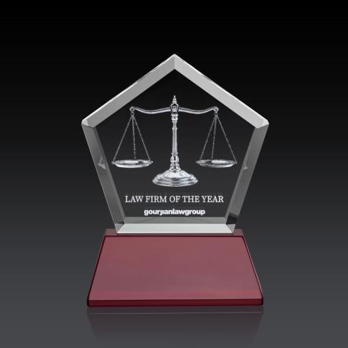 Corporate Awards - Crystal Awards - Genosee on Base (3D) - Red