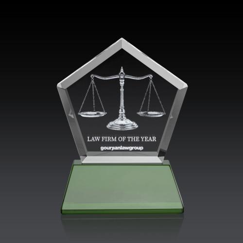 Corporate Awards - Crystal Awards - Genosee on Base (3D) - Green