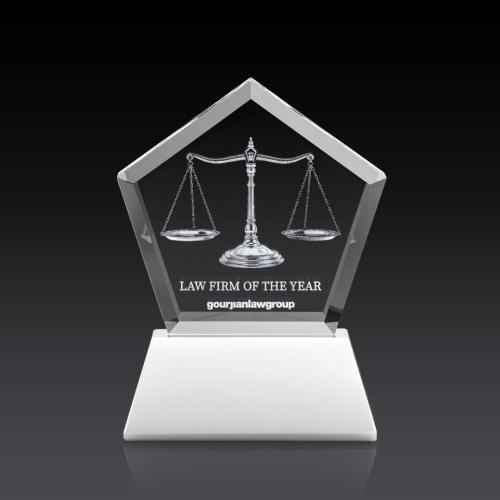 Corporate Awards - Crystal Awards - Genosee on Base (3D) - White