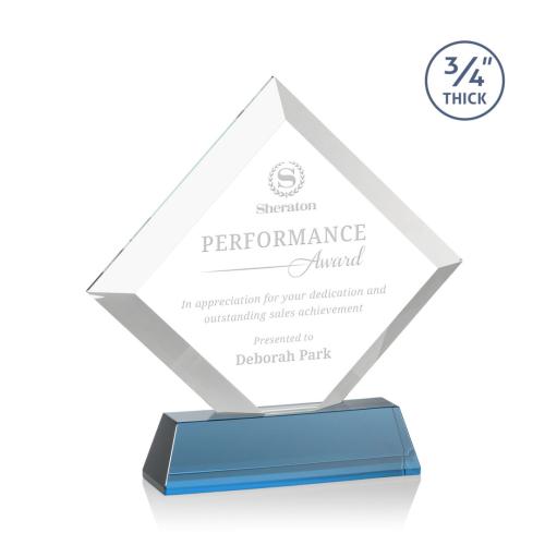 Corporate Awards - Belaire Sky Blue on Newhaven Diamond Crystal Award