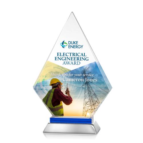 Corporate Awards - Valhalla Full Color Blue Diamond Crystal Award