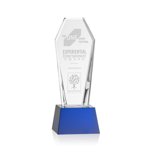Corporate Awards - Romford Obelisk on Base- Blue Crystal Award