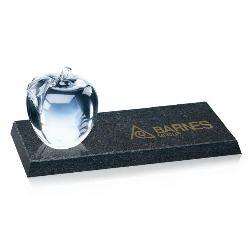 Corporate Gifts, Recognition Gifts and Desk Accessories - Paperweights - Apple Apples on Granite Base Glass Award