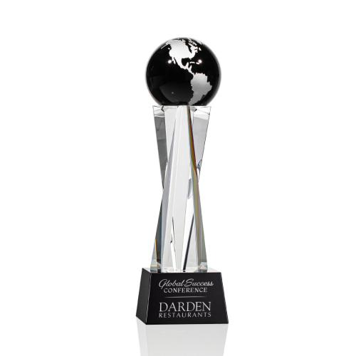 Corporate Awards - Havant Globe Black/Silver Spheres Crystal Award