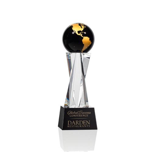 Corporate Awards - Havant Globe Black/Gold Spheres Crystal Award