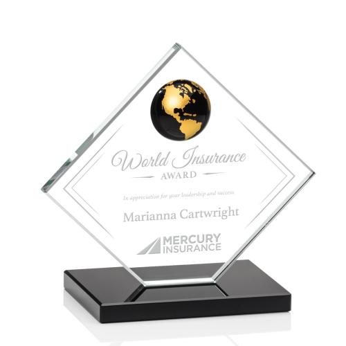 Corporate Awards - Ferrand Globe Black/Gold Spheres Crystal Award