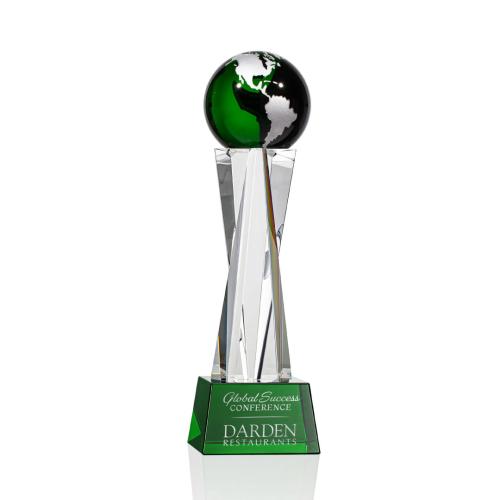 Corporate Awards - Havant Globe Green/Silver Spheres Crystal Award
