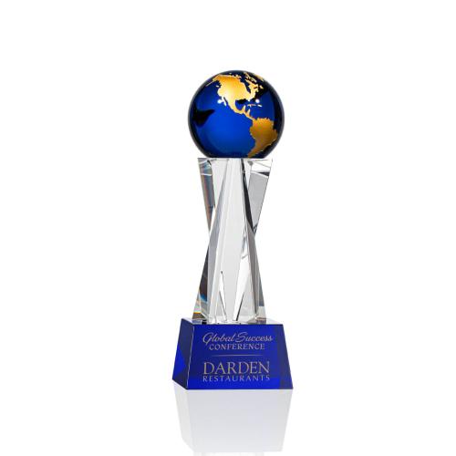 Corporate Awards - Havant Globe Blue/Gold Spheres Crystal Award