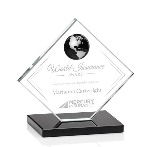Corporate Awards - Ferrand Globe Black/Silver Spheres Crystal Award
