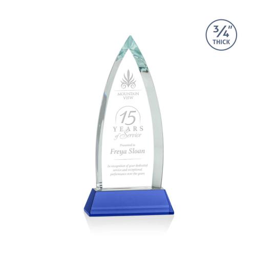 Corporate Awards - Glass Awards - Colored Glass Awards - Shildon Blue on Newhaven Arch & Crescent Crystal Award