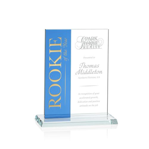 Corporate Awards - Composite Vertical Blue Rectangle Crystal Award