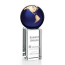 Luz Globe Blue/Gold Spheres Crystal Award