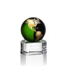 Dundee Globe Green/Gold Spheres Crystal Award