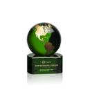 Marcana Globe Green/Gold Spheres Crystal Award