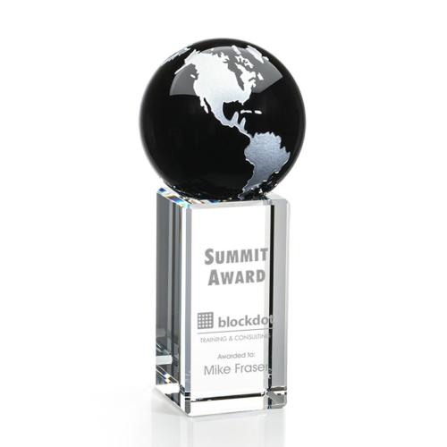 Corporate Awards - Crystal Awards - Luz Globe Black/Silver Spheres Crystal Award
