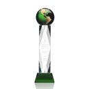 Ripley Globe Green/Gold Obelisk Crystal Award