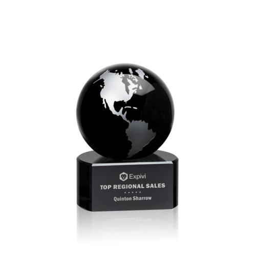 Corporate Awards - Crystal Awards - Marcana Globe Black/Silver Spheres Crystal Award