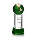 Luz Globe Green/Gold on Base Spheres Crystal Award