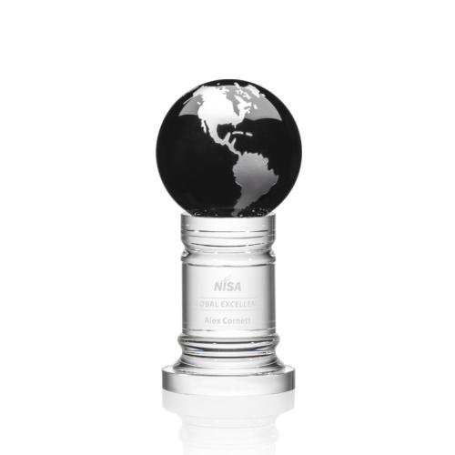 Corporate Awards - Crystal Awards - Colverstone Globe Black/Silver Spheres Crystal Award