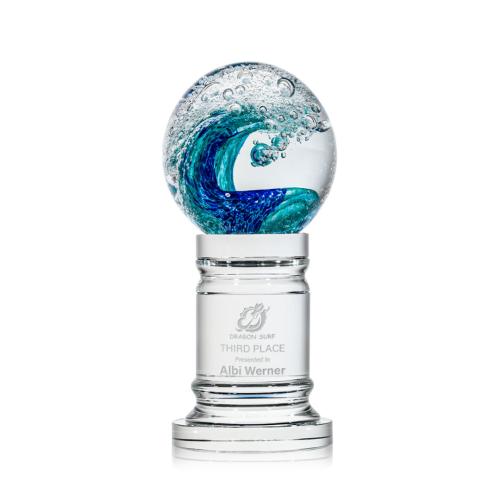 Corporate Awards - Glass Awards - Art Glass Awards - Surfside Spheres on Colverstone Base Glass Award