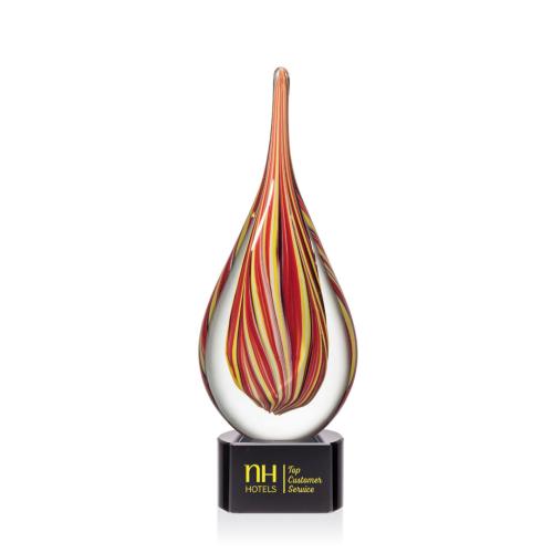 Corporate Awards - Glass Awards - Art Glass Awards - Barletta Glass on Black Base Award