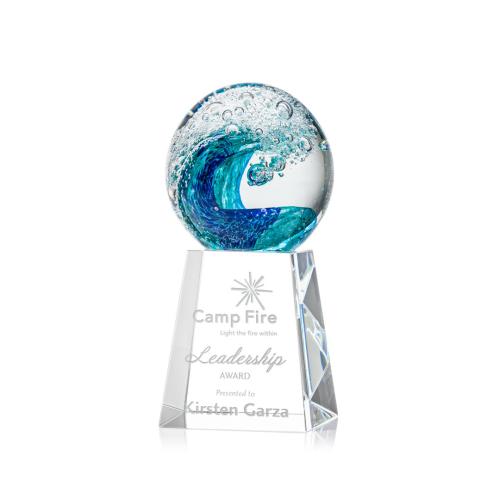 Corporate Awards - Glass Awards - Art Glass Awards - Surfside Spheres on Celestina Base Glass Award